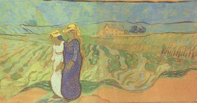 Vincent Van Gogh Two Women Crossing the Fields (nn04) oil painting picture